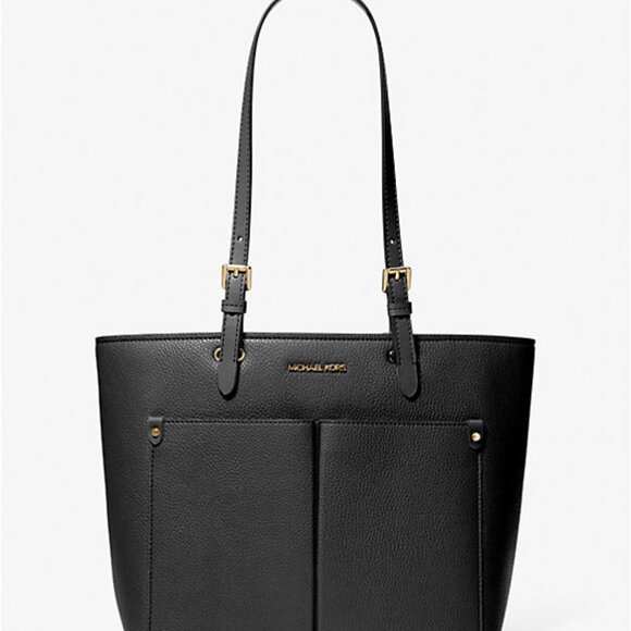 New Michael Kors Jet Set Travel Medium Double Pocket Tote Black - Picture 1 of 5